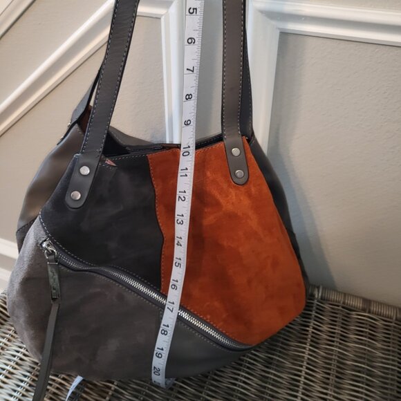 Innue Patchwork Leather Suede Italian Bag Hobo Style Purse Oversized - Picture 14 of 16